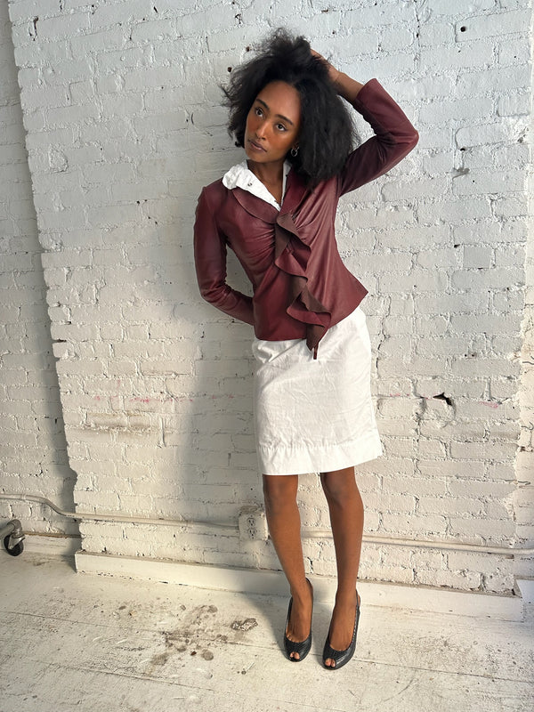 Vintage Burgundy Lambskin Leather Jacket