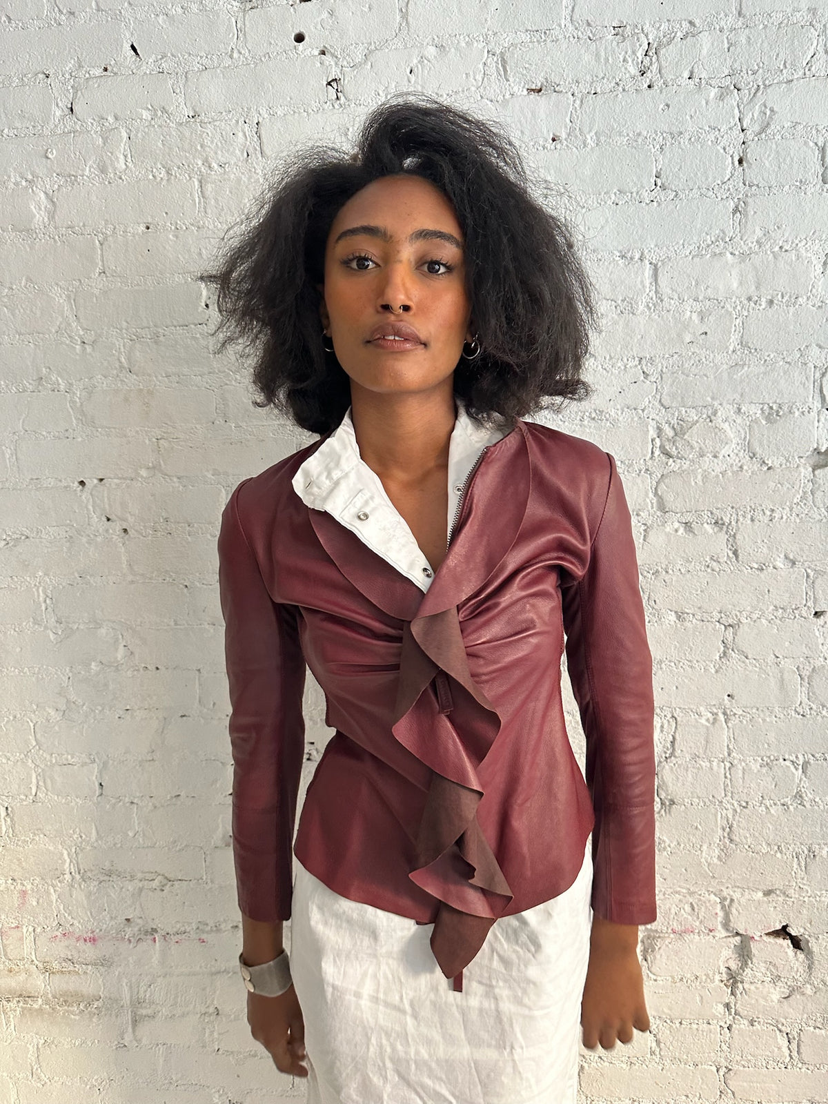 Vintage Burgundy Lambskin Leather Jacket