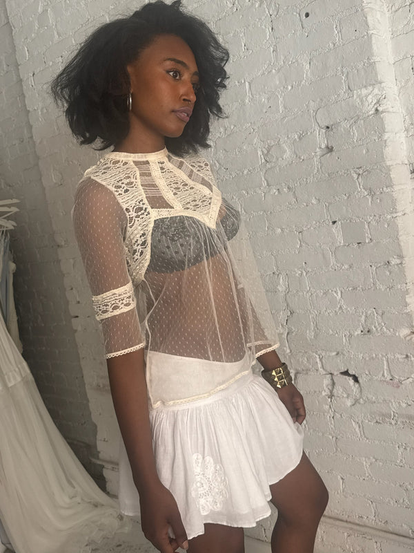 Vintage Embroidered Mini Skirt
