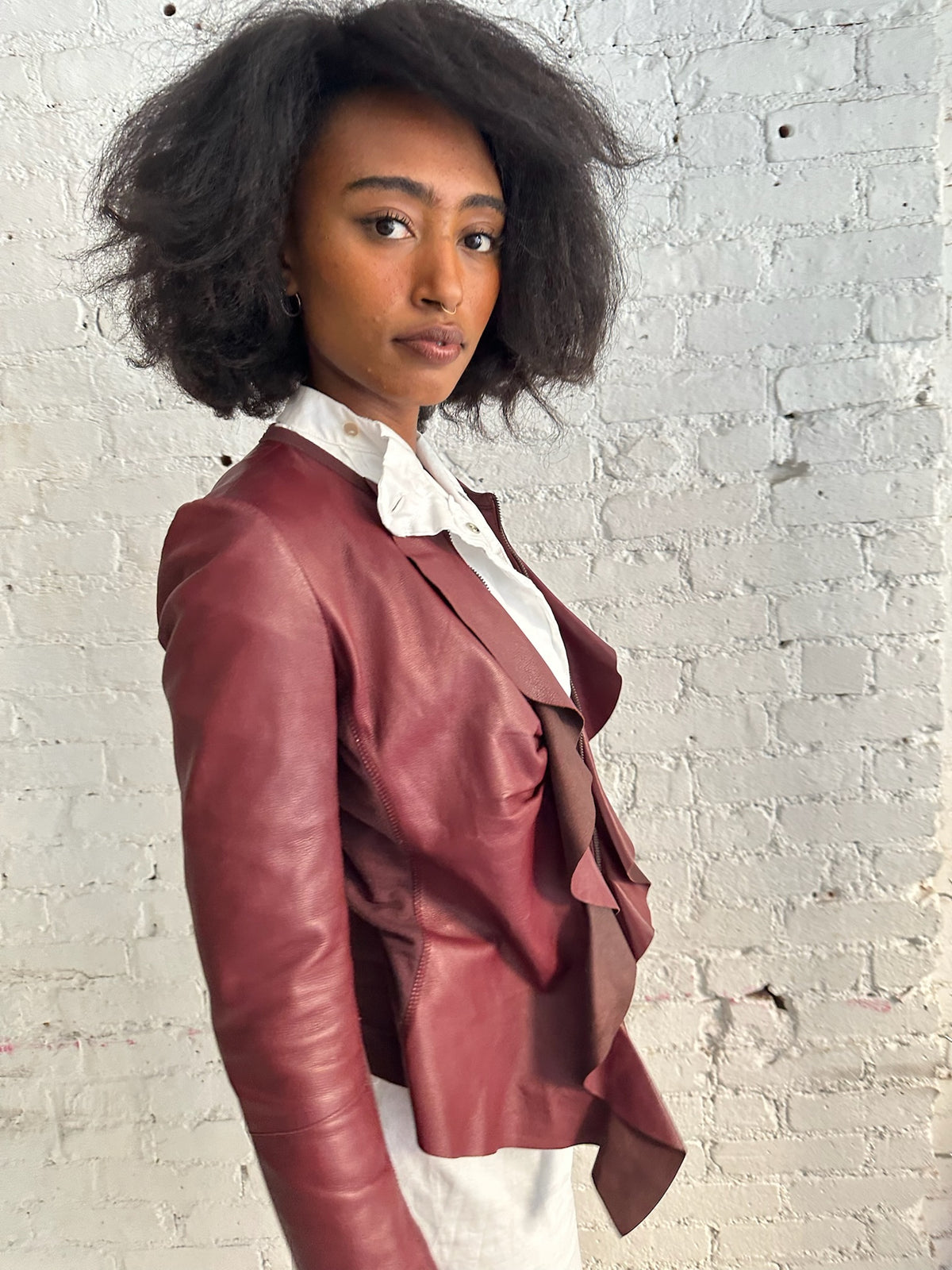 Vintage Burgundy Lambskin Leather Jacket