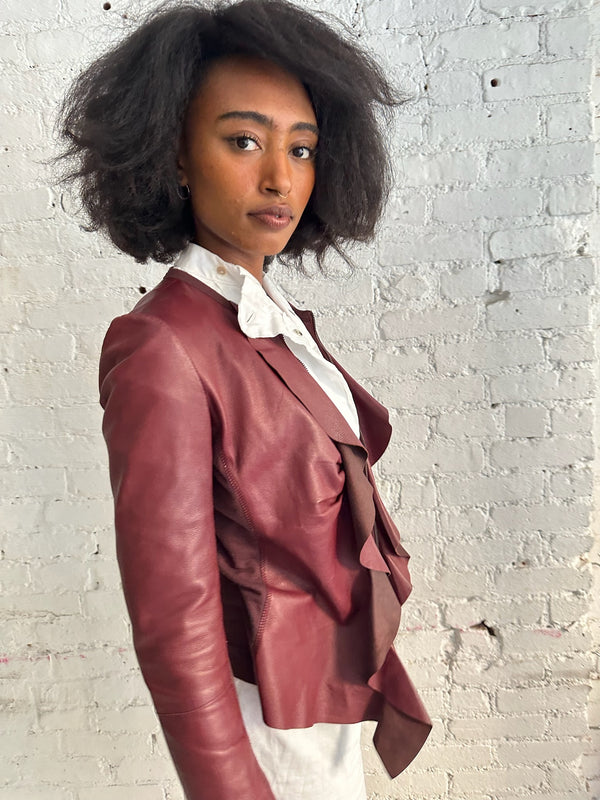 Vintage Burgundy Lambskin Leather Jacket