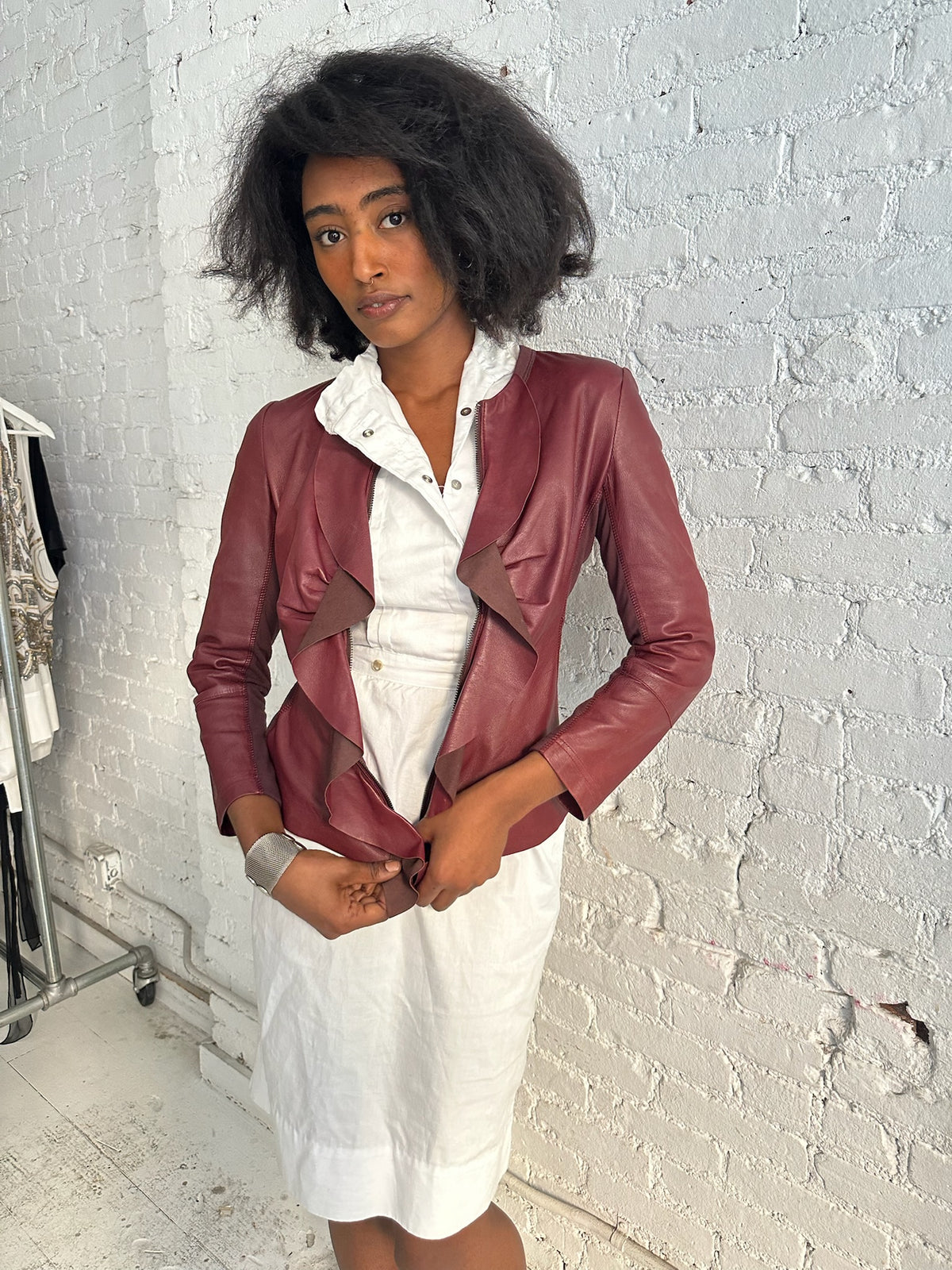 Vintage Burgundy Lambskin Leather Jacket