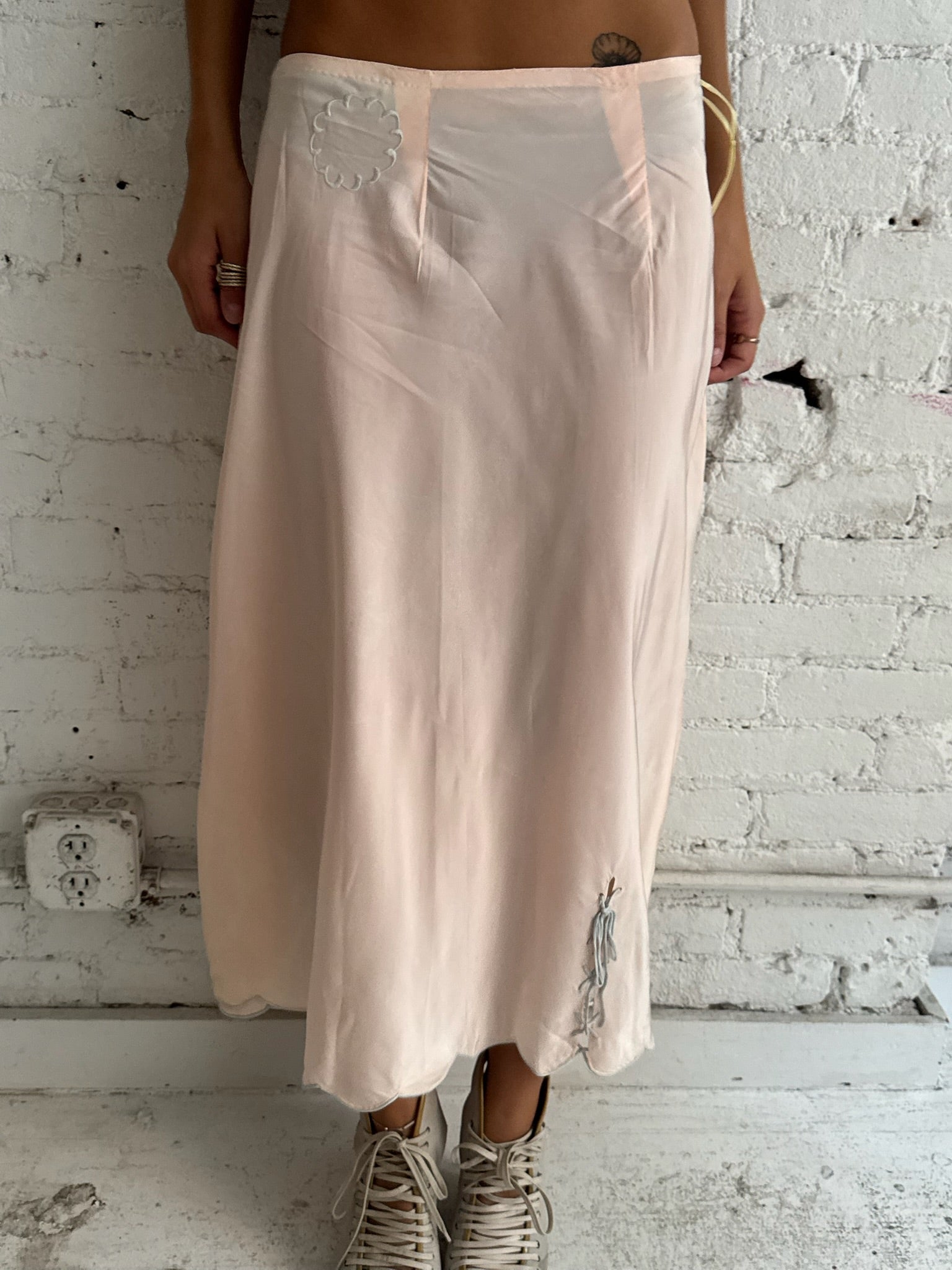Vintage Pink Silk Skirt