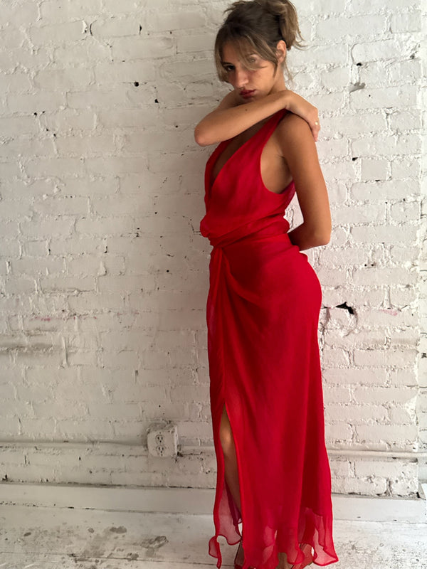 Knot Dress - Red