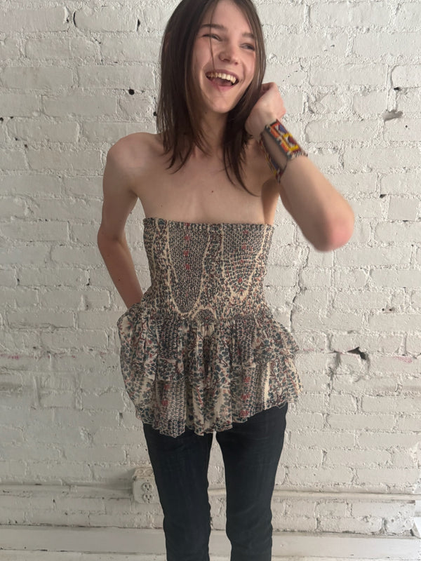 Vintage Ruffled Tube Top
