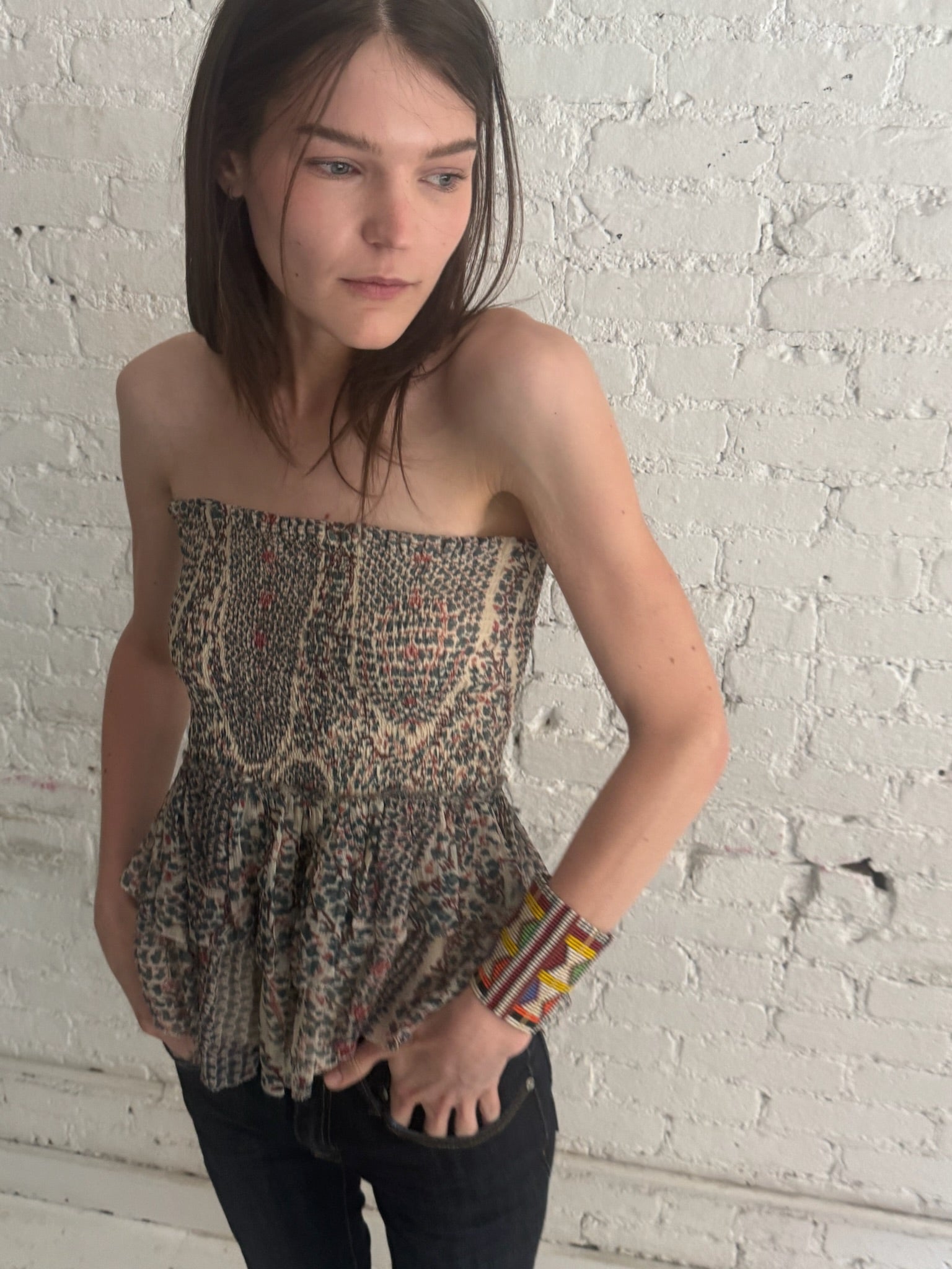 Vintage Ruffled Tube Top