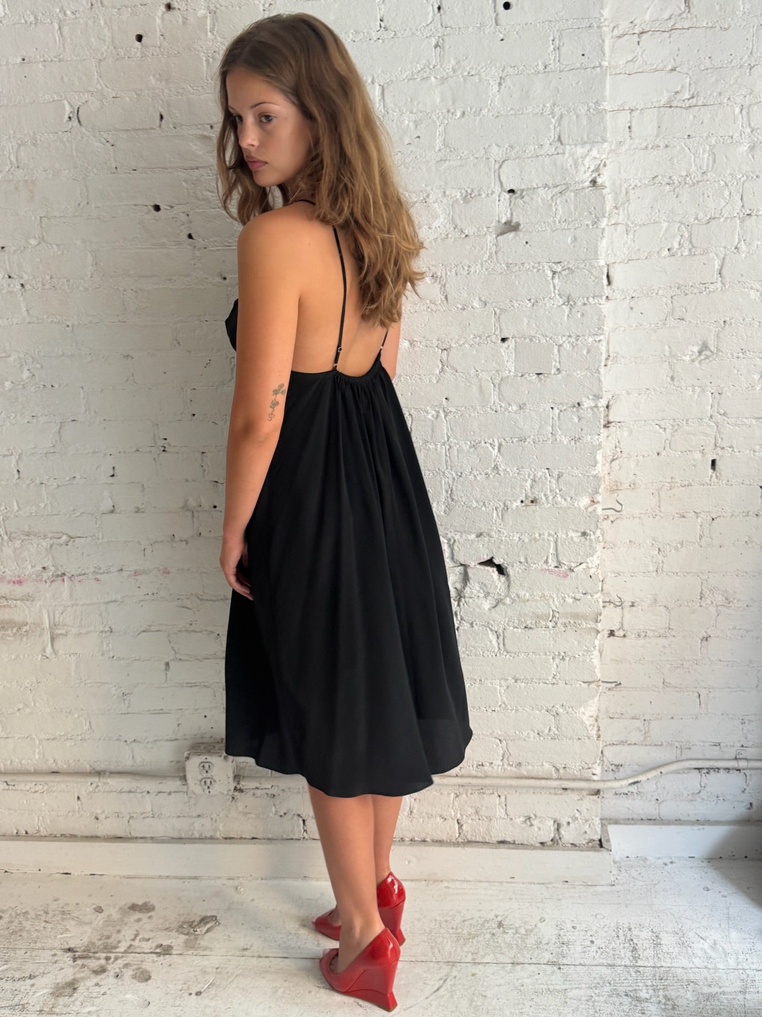 Pleated Midi Dress - Black