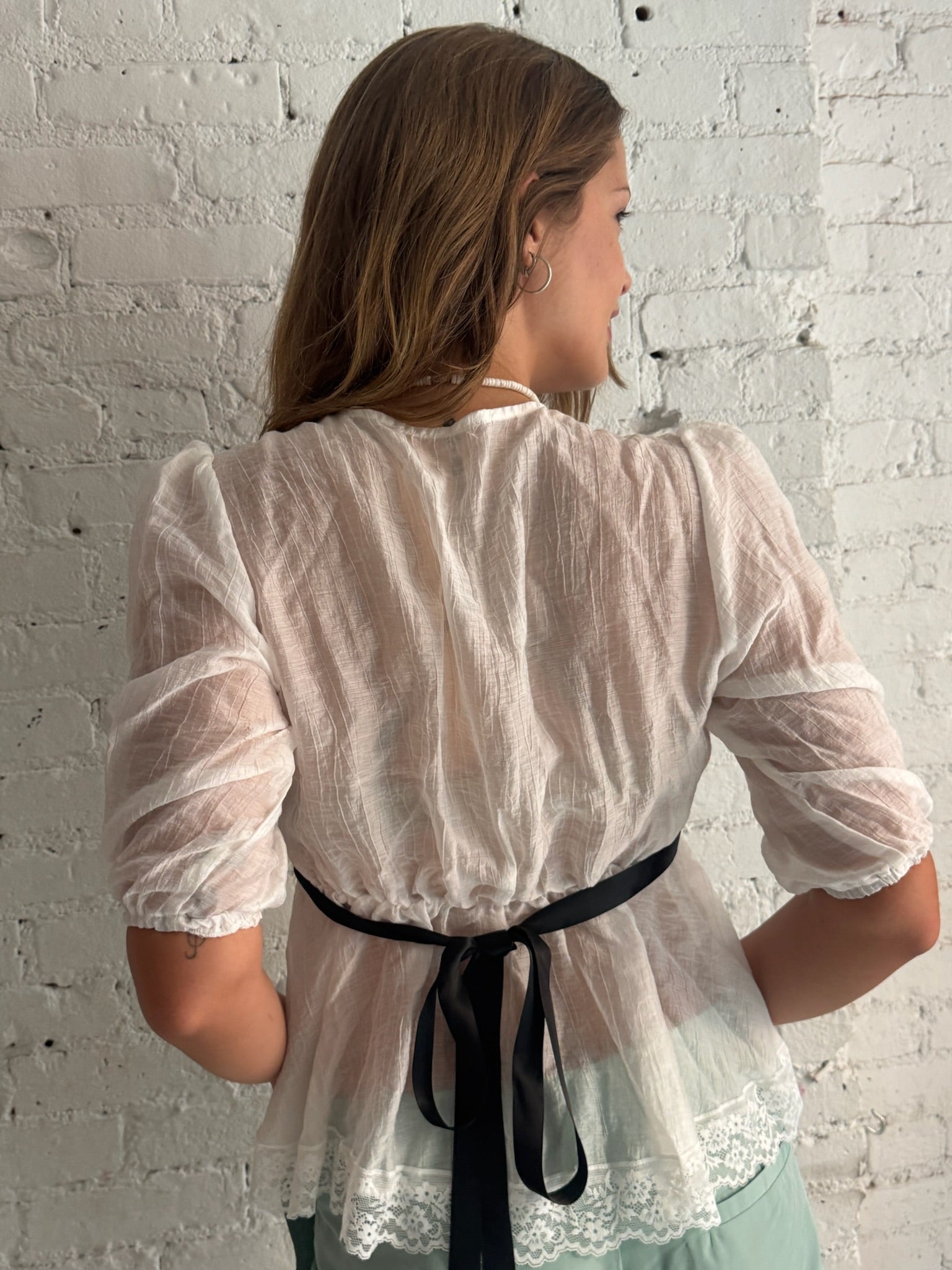 Vintage Black Silk Bow Top