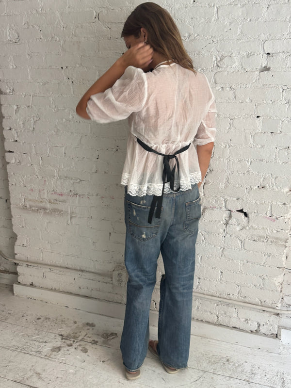 Vintage Black Silk Bow Top