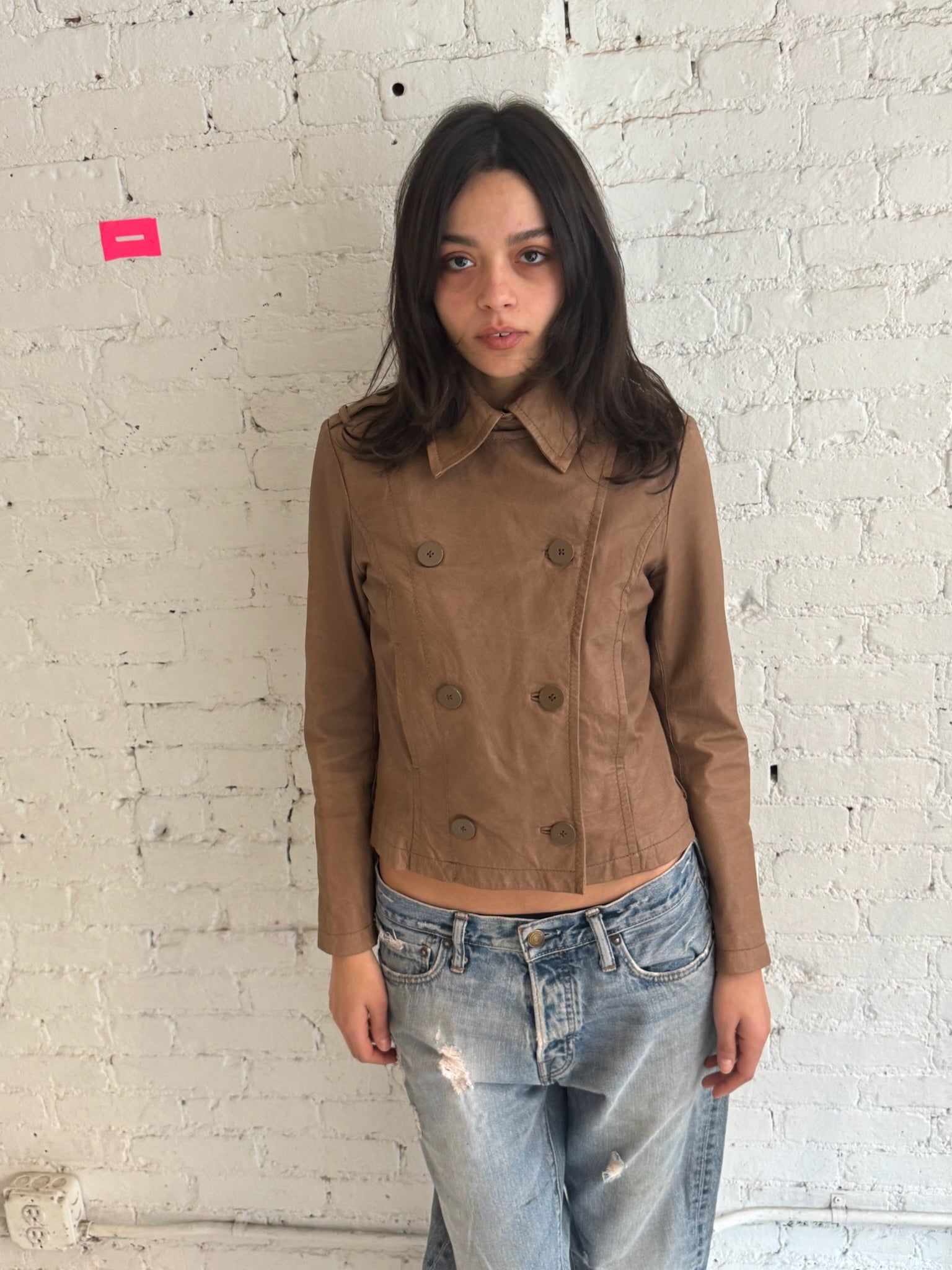 Vintage French Military Leather Jacket