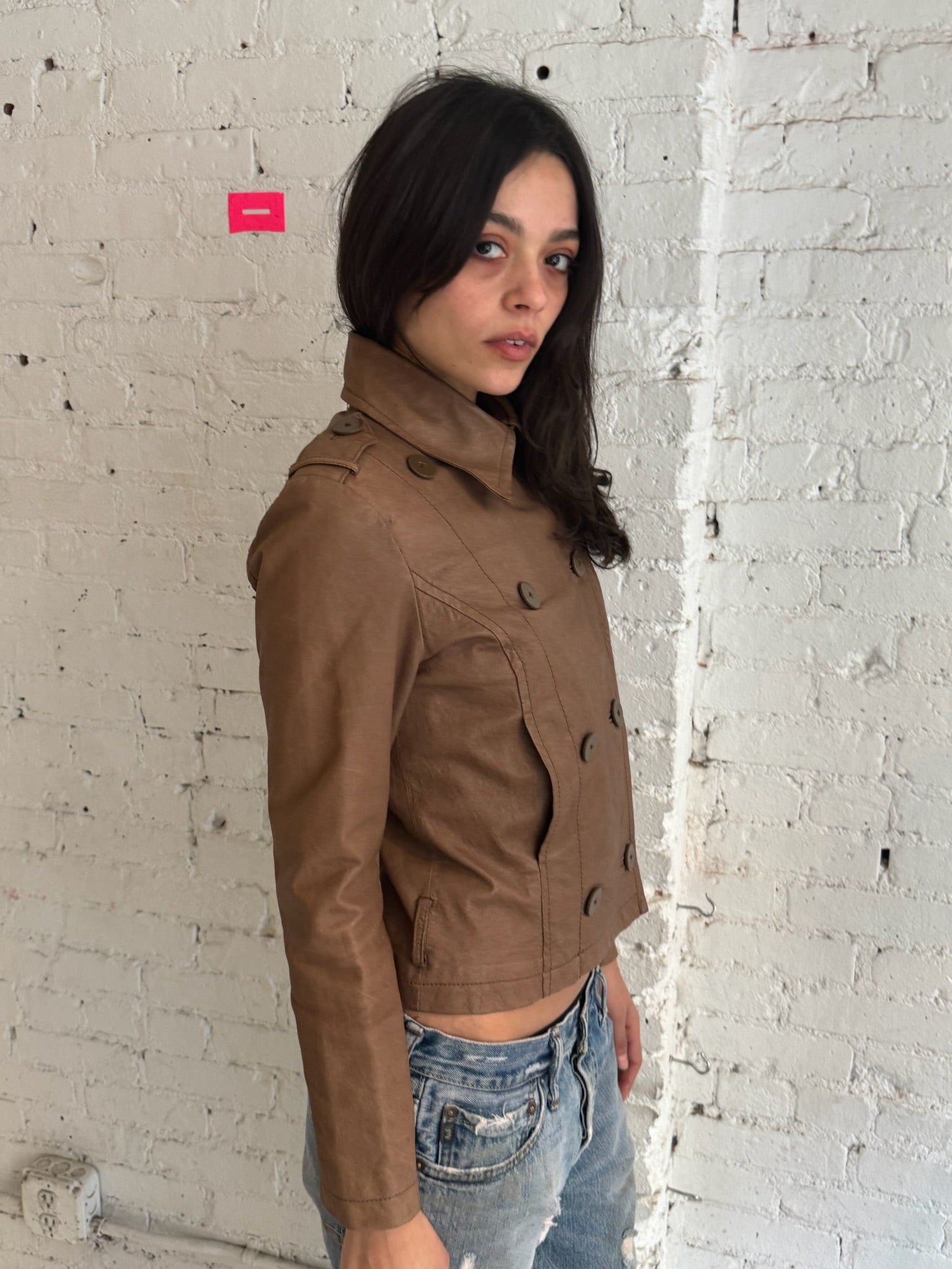 Vintage French Military Leather Jacket
