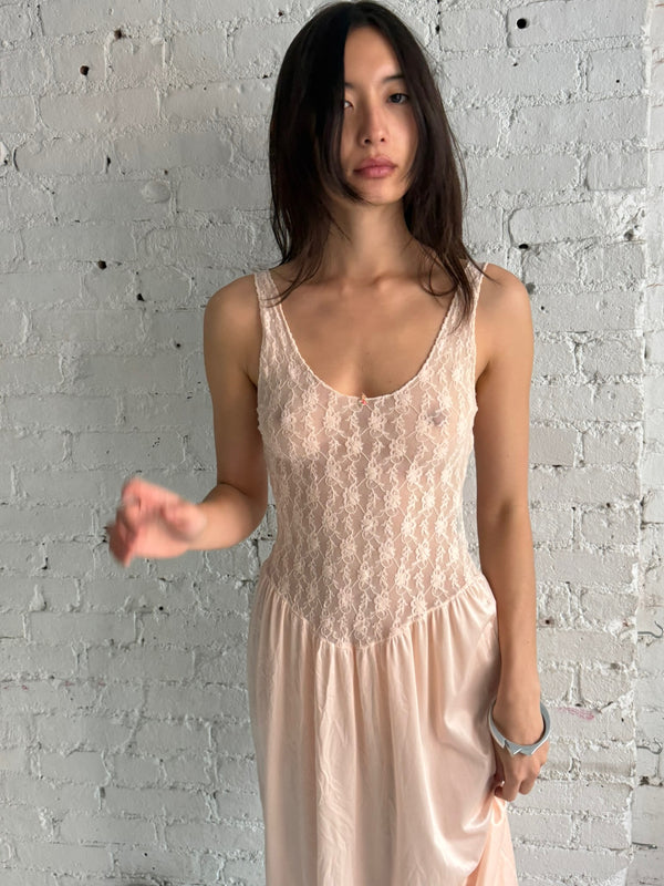 Vintage Pink Lace Dress
