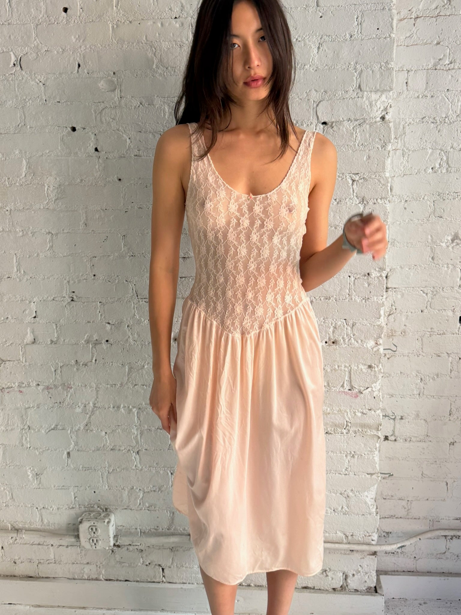 Vintage Pink Lace Dress