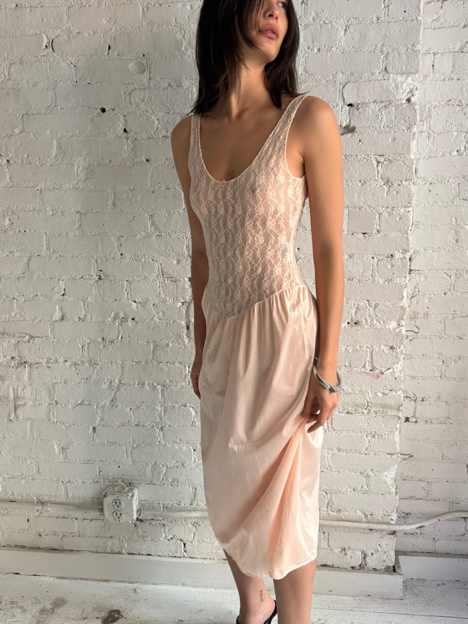 Vintage Pink Lace Dress