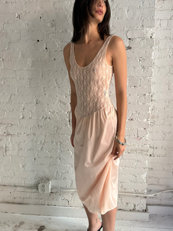 Vintage Pink Lace Dress