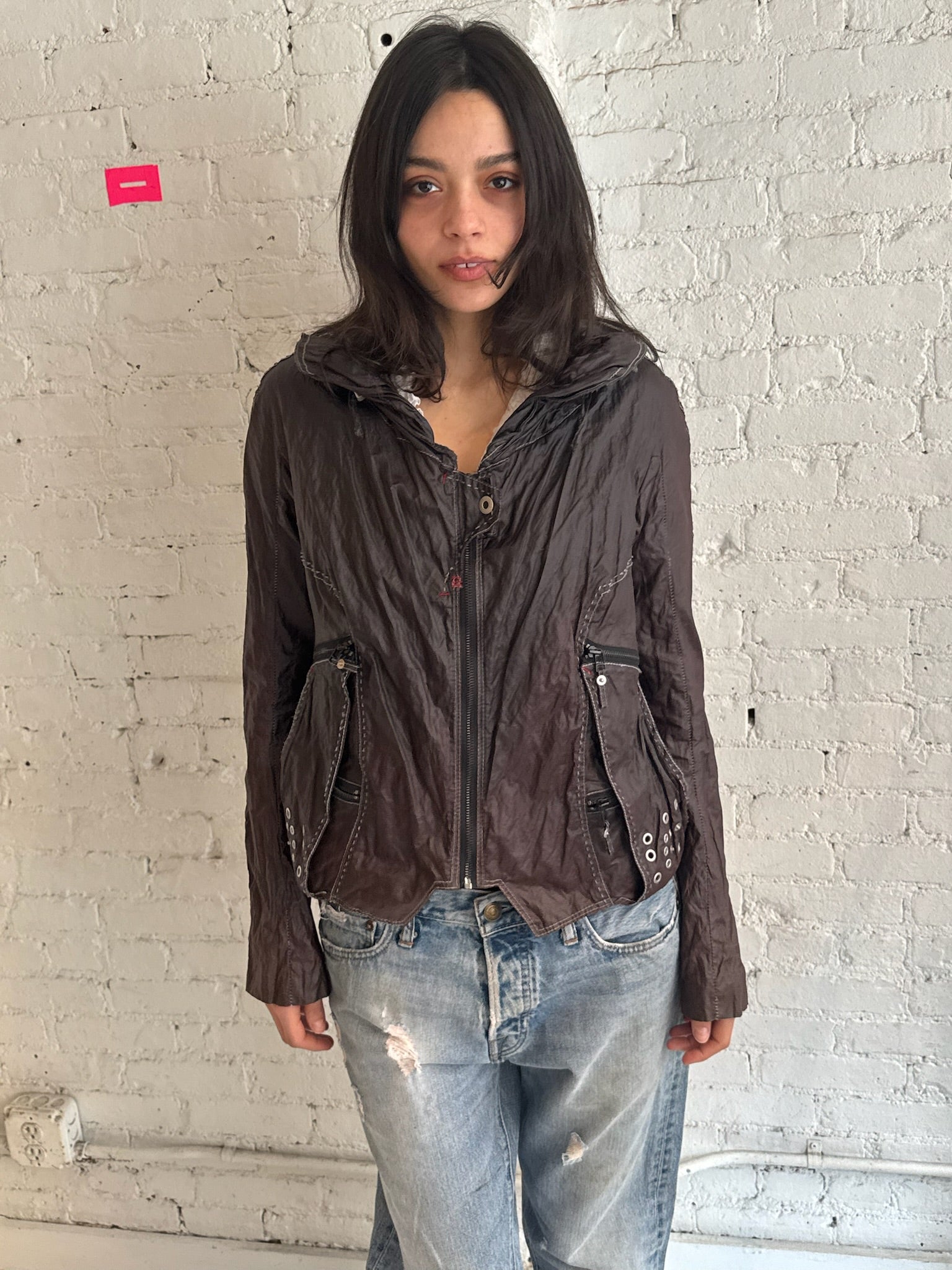 Vintage Utility Leather Jacket