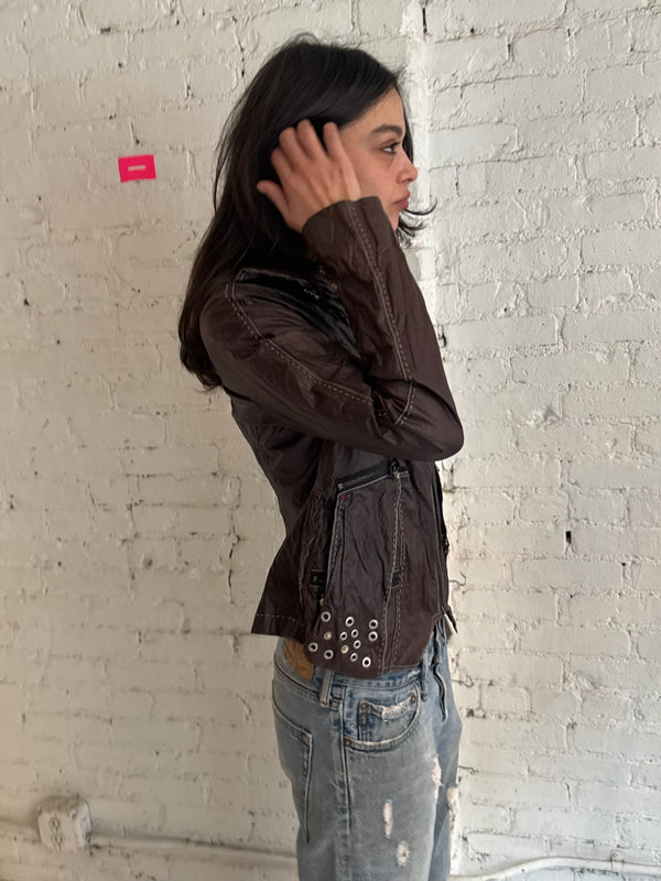 Vintage Utility Leather Jacket