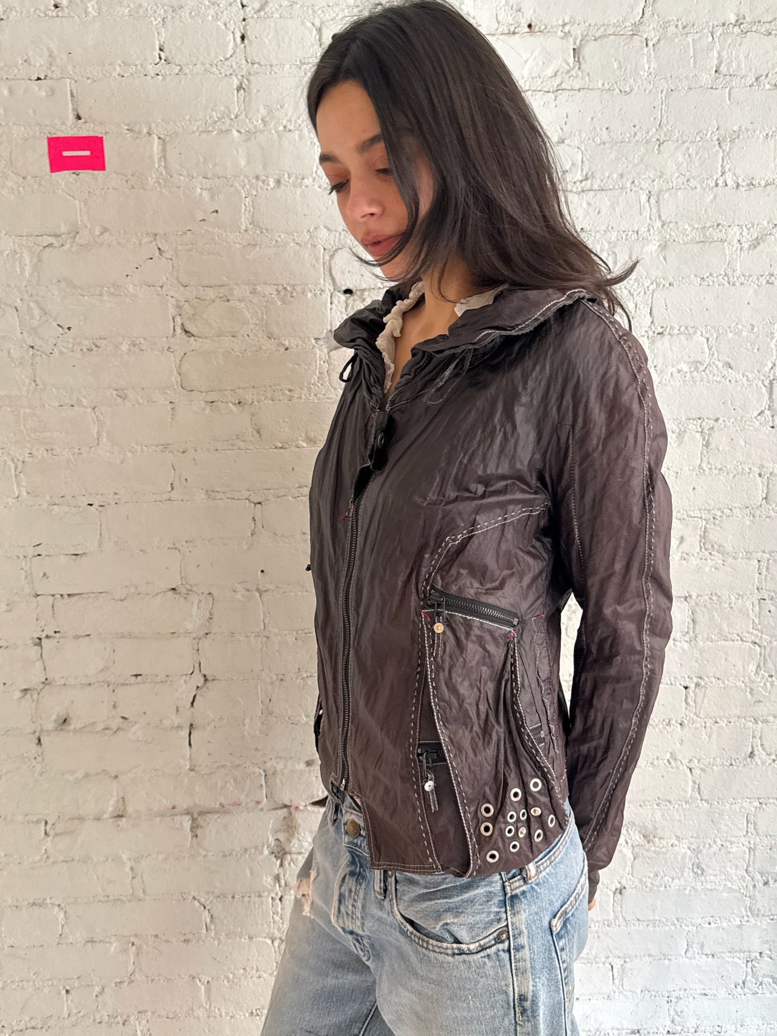 Vintage Utility Leather Jacket
