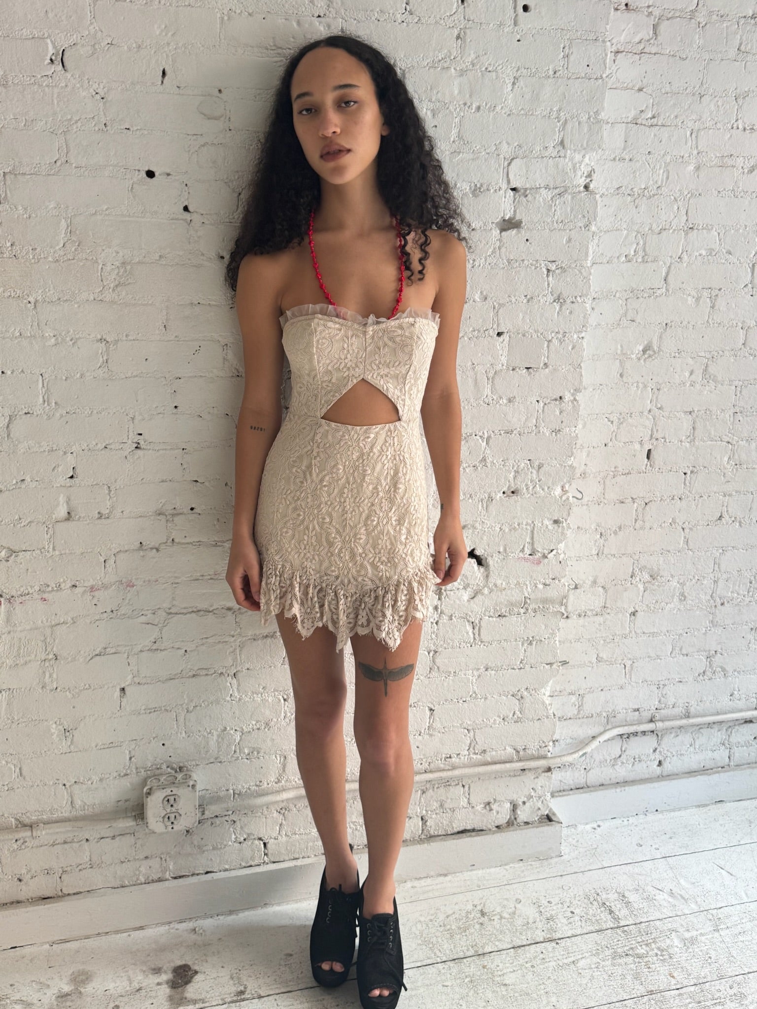 Vintage Ruffled Lace Dress