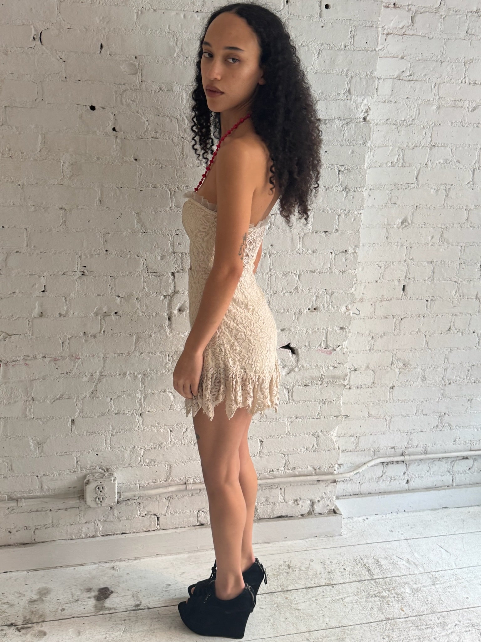 Vintage Ruffled Lace Dress