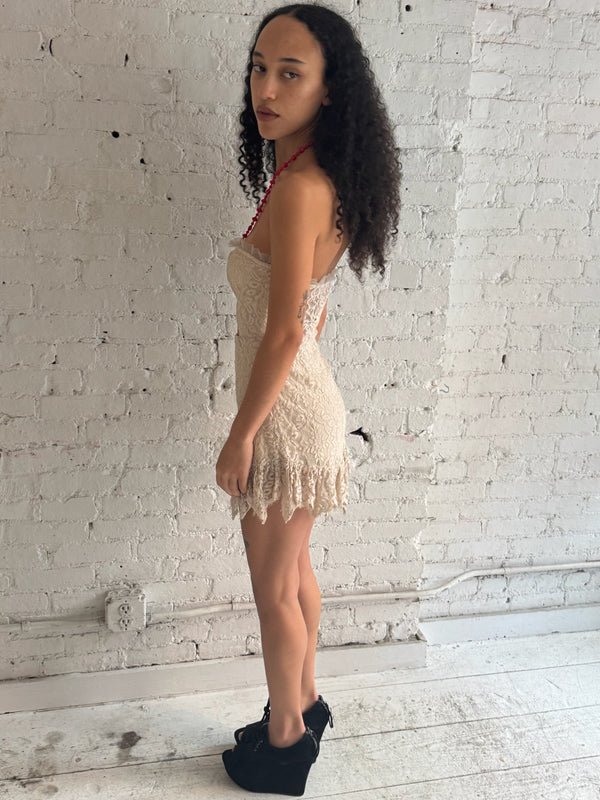 Vintage Ruffled Lace Dress