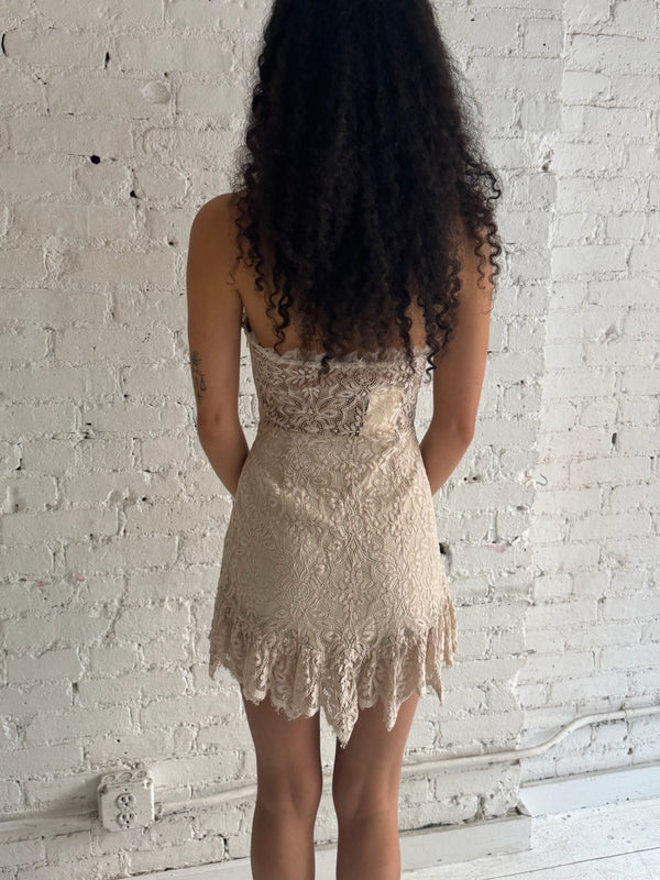 Vintage Ruffled Lace Dress