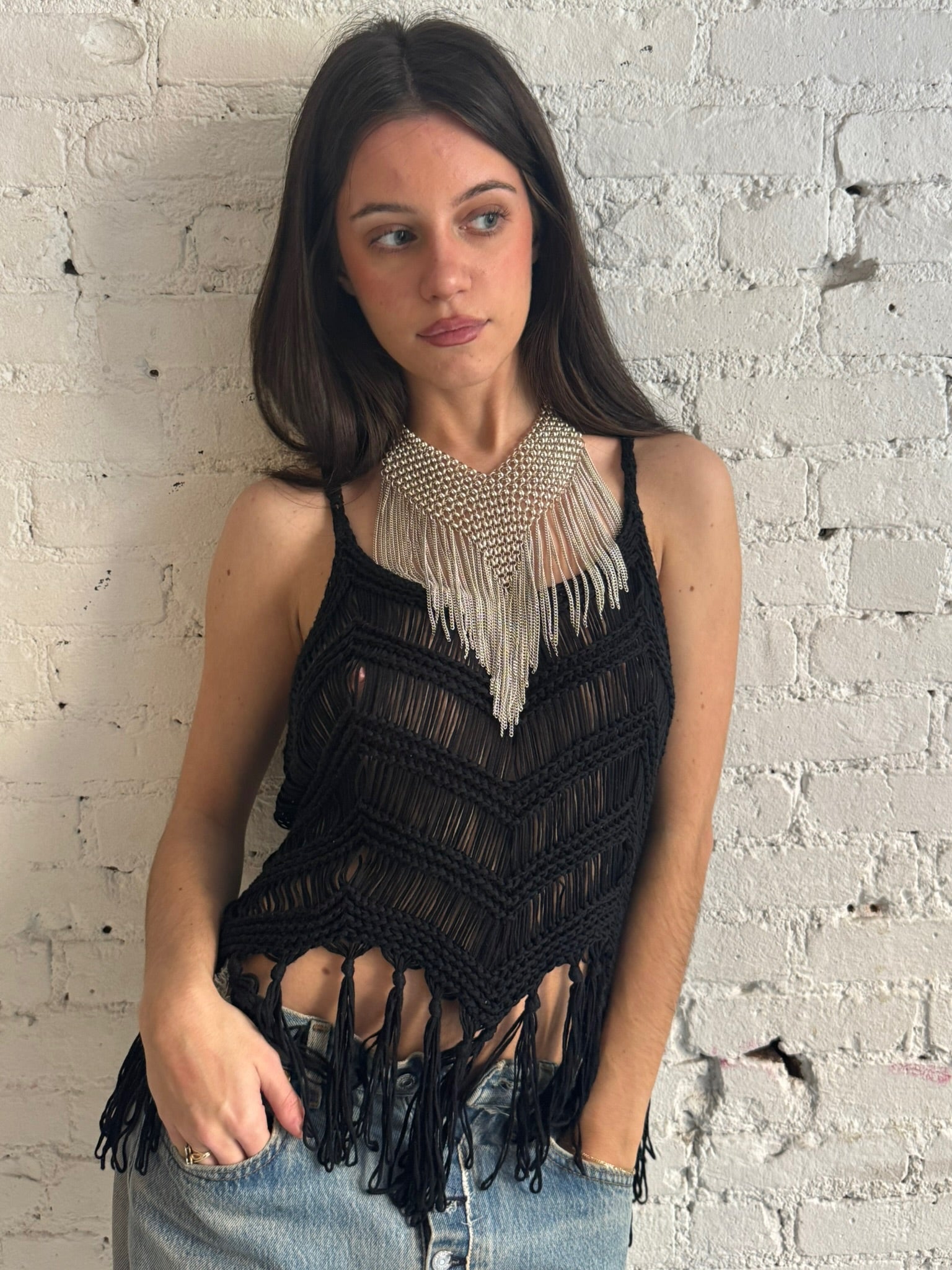 Vintage Black Knitted Tank