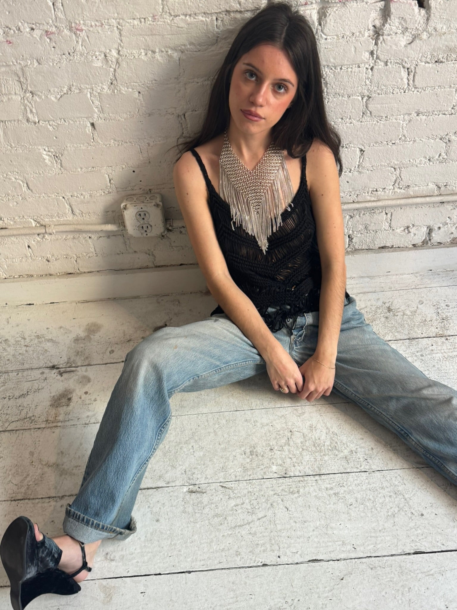 Vintage Black Knitted Tank