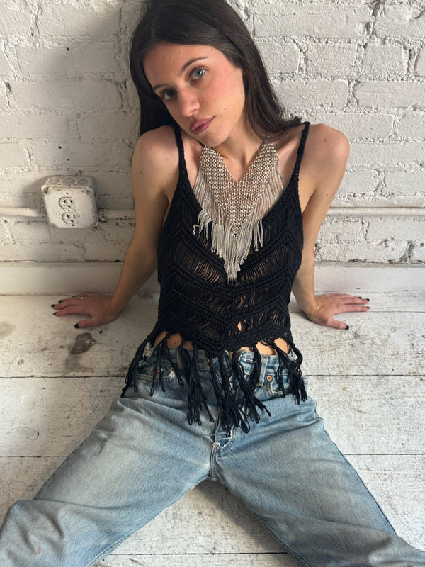 Vintage Black Knitted Tank