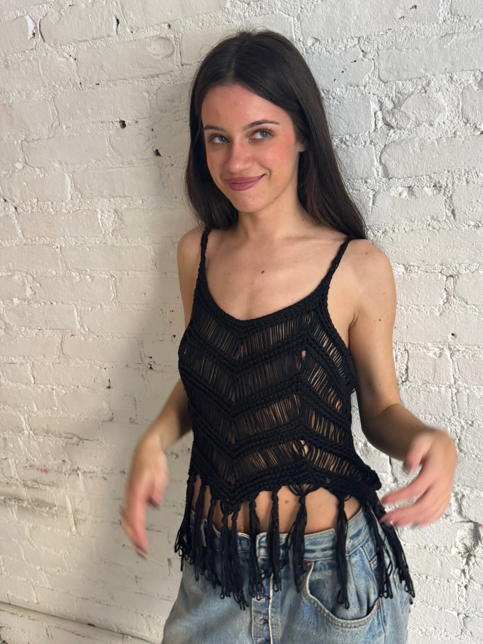 Vintage Black Knitted Tank