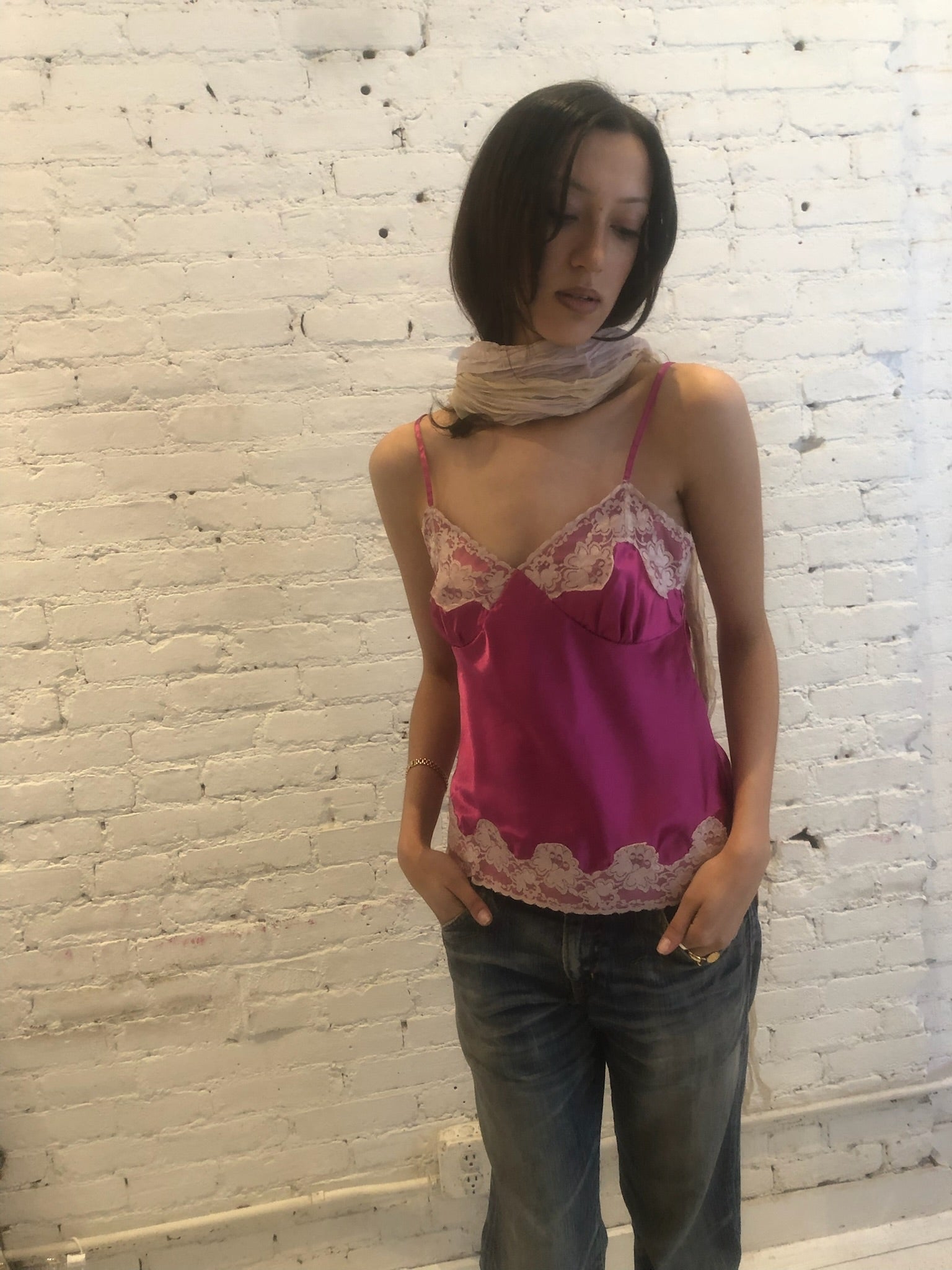 Vintage Pink Silk Cami