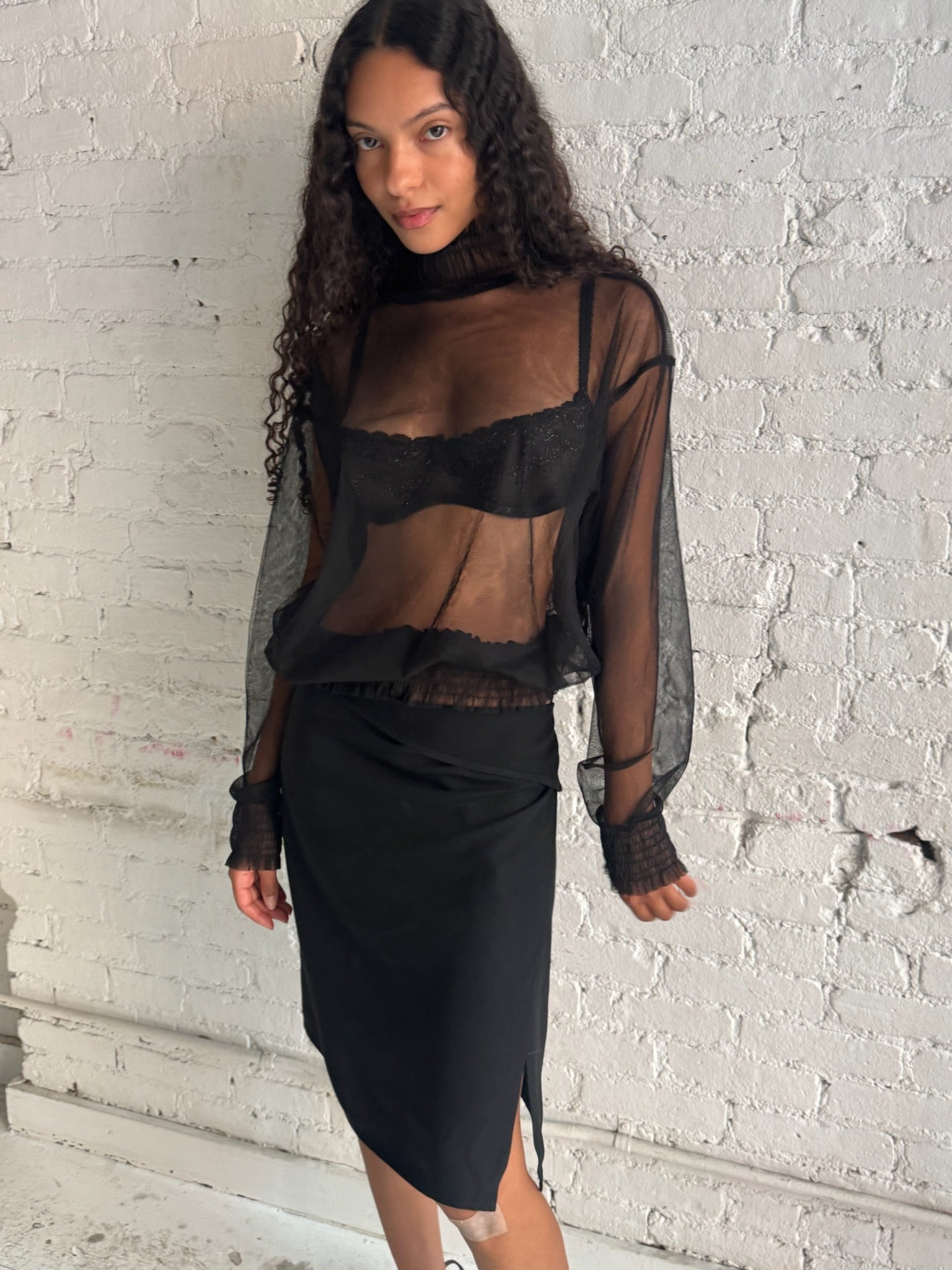 Vintage Sheer Ruffled Top