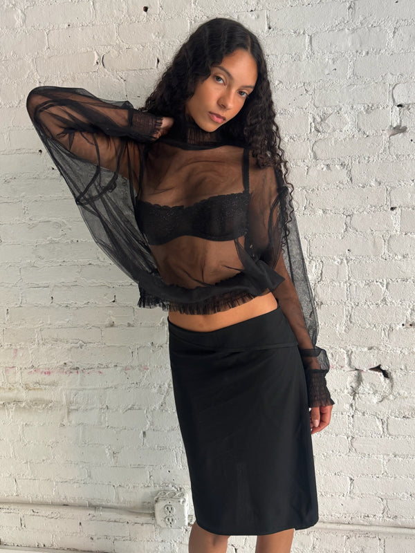 Vintage Sheer Ruffled Top