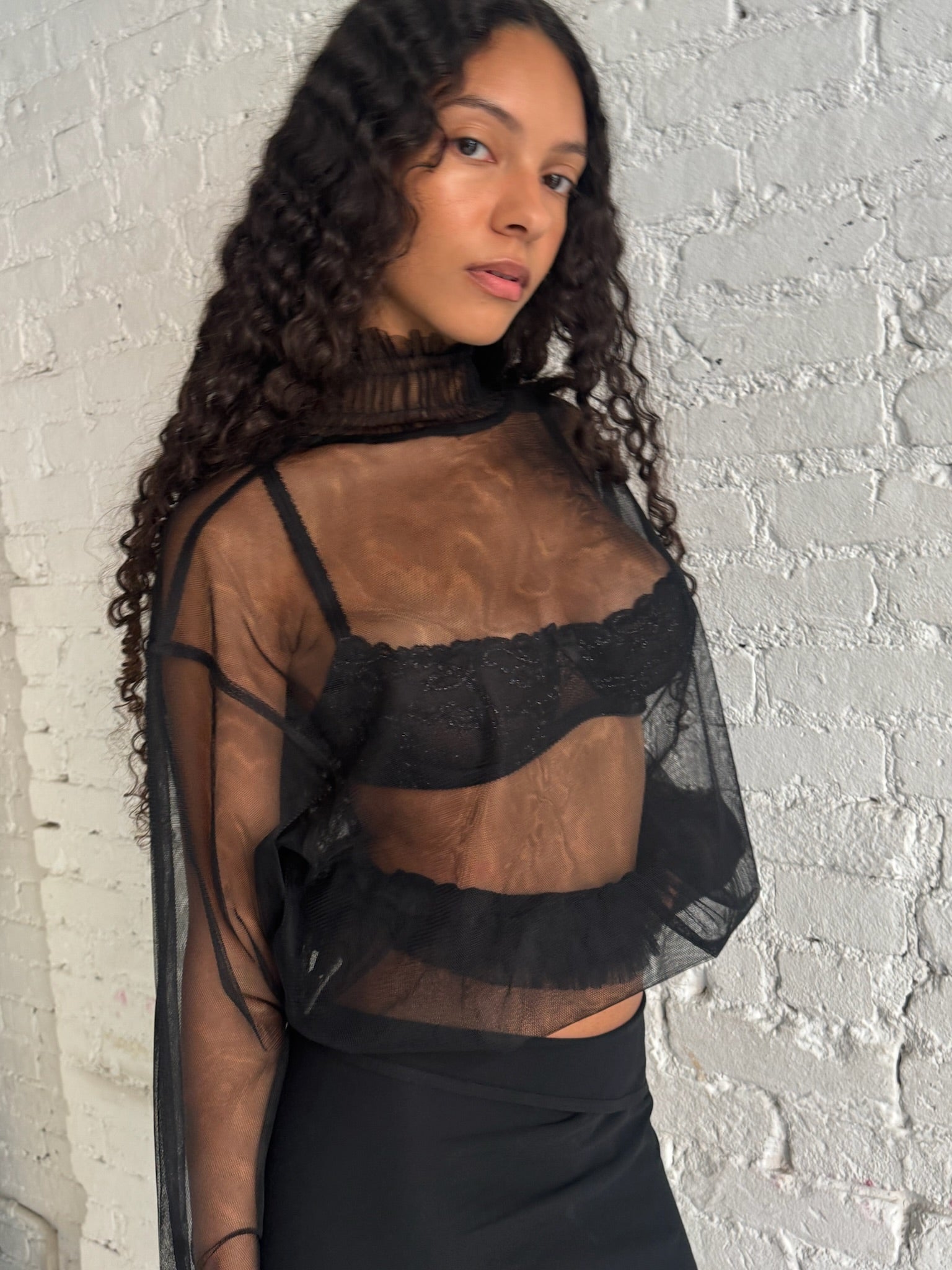 Vintage Sheer Ruffled Top
