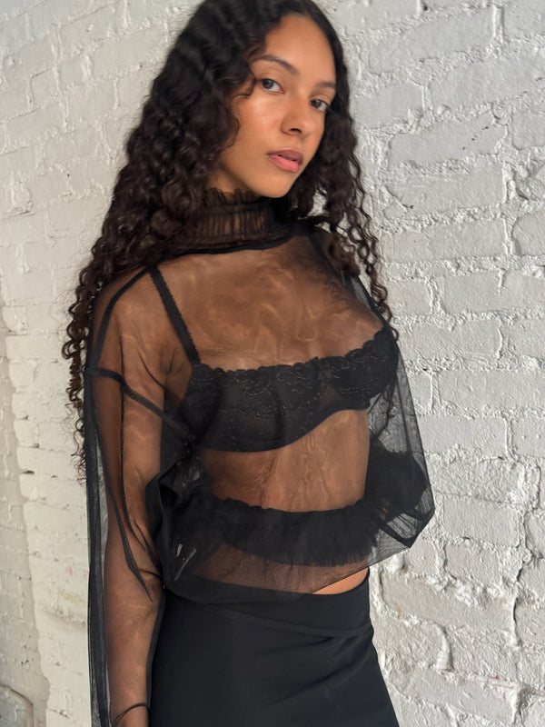 Vintage Sheer Ruffled Top