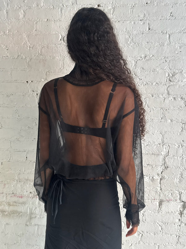 Vintage Sheer Ruffled Top