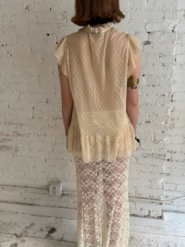 Vintage Antique Lace Ruffle Top