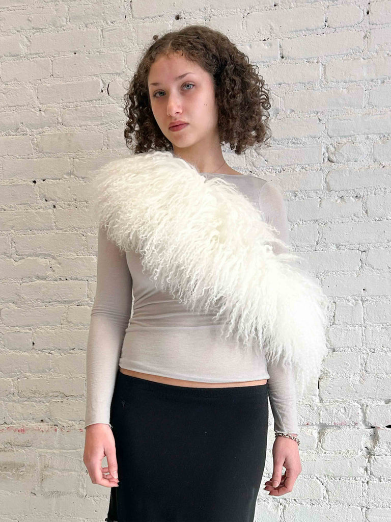 Ivory Cloud Shearling Stole