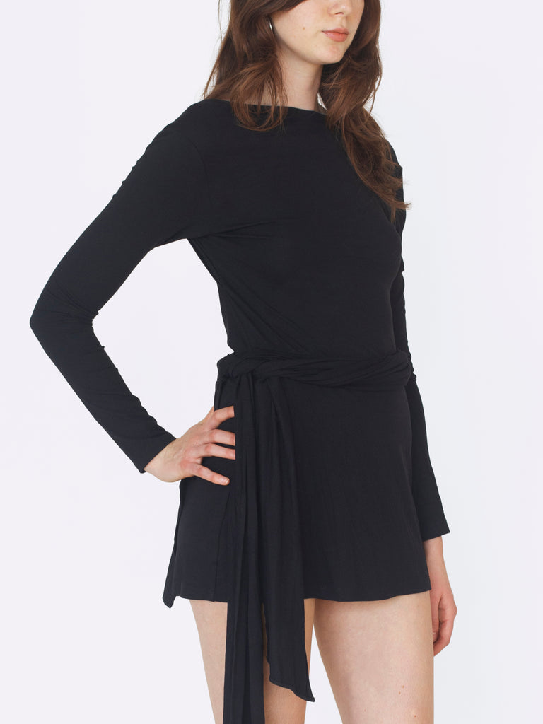 Jersey Wrap Dress - Black Jersey