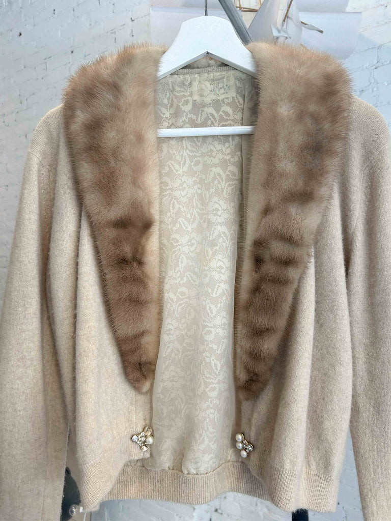 Pearl Cashmere Fur Cardigan