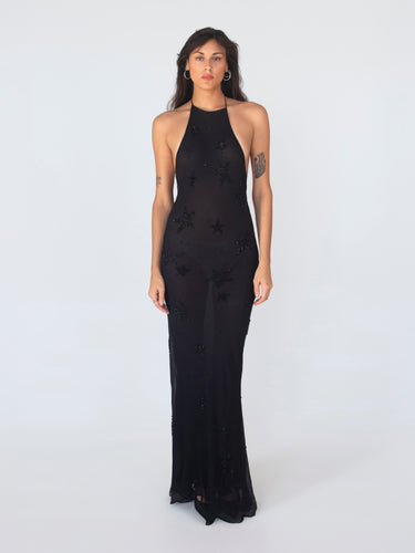 Romantic Halter Dress - Black Star