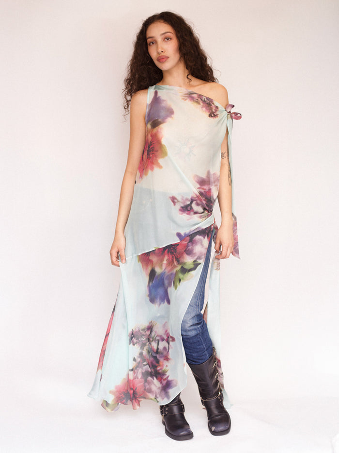 Susan Dress - Aqua Floral