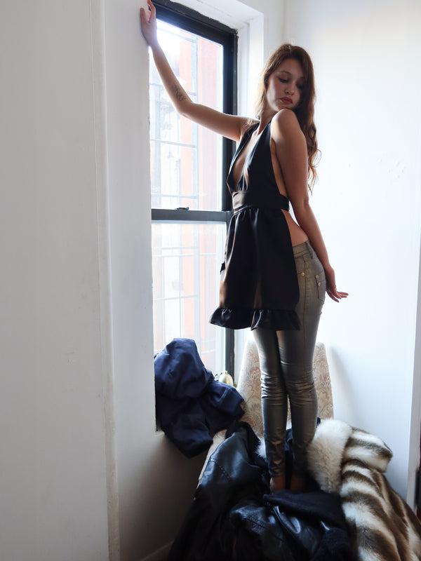 Apron Mini Dress - Black