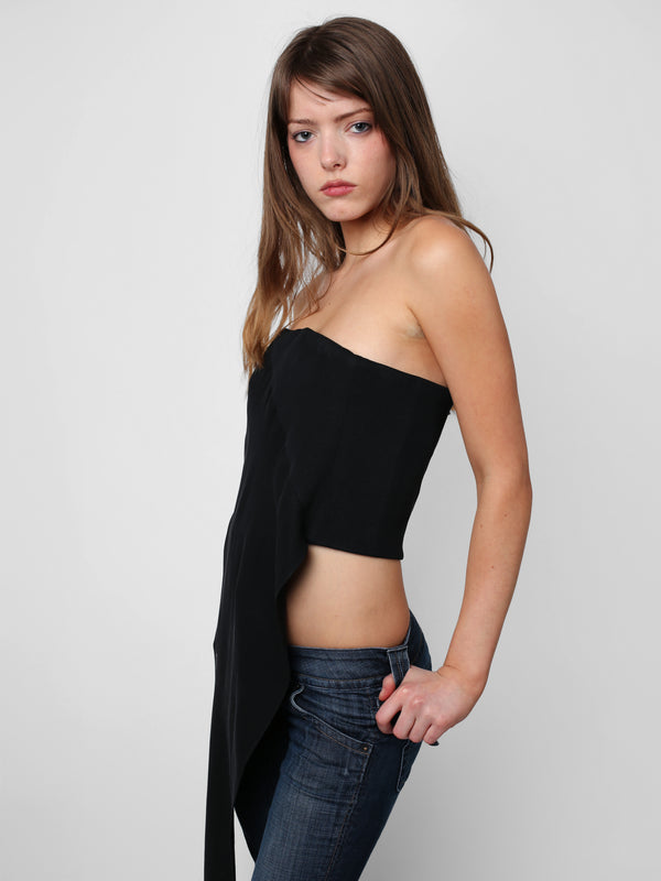 Asymmetrical Corset Top - Black