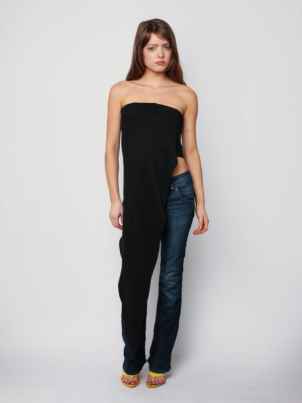 Asymmetrical Corset Top - Black