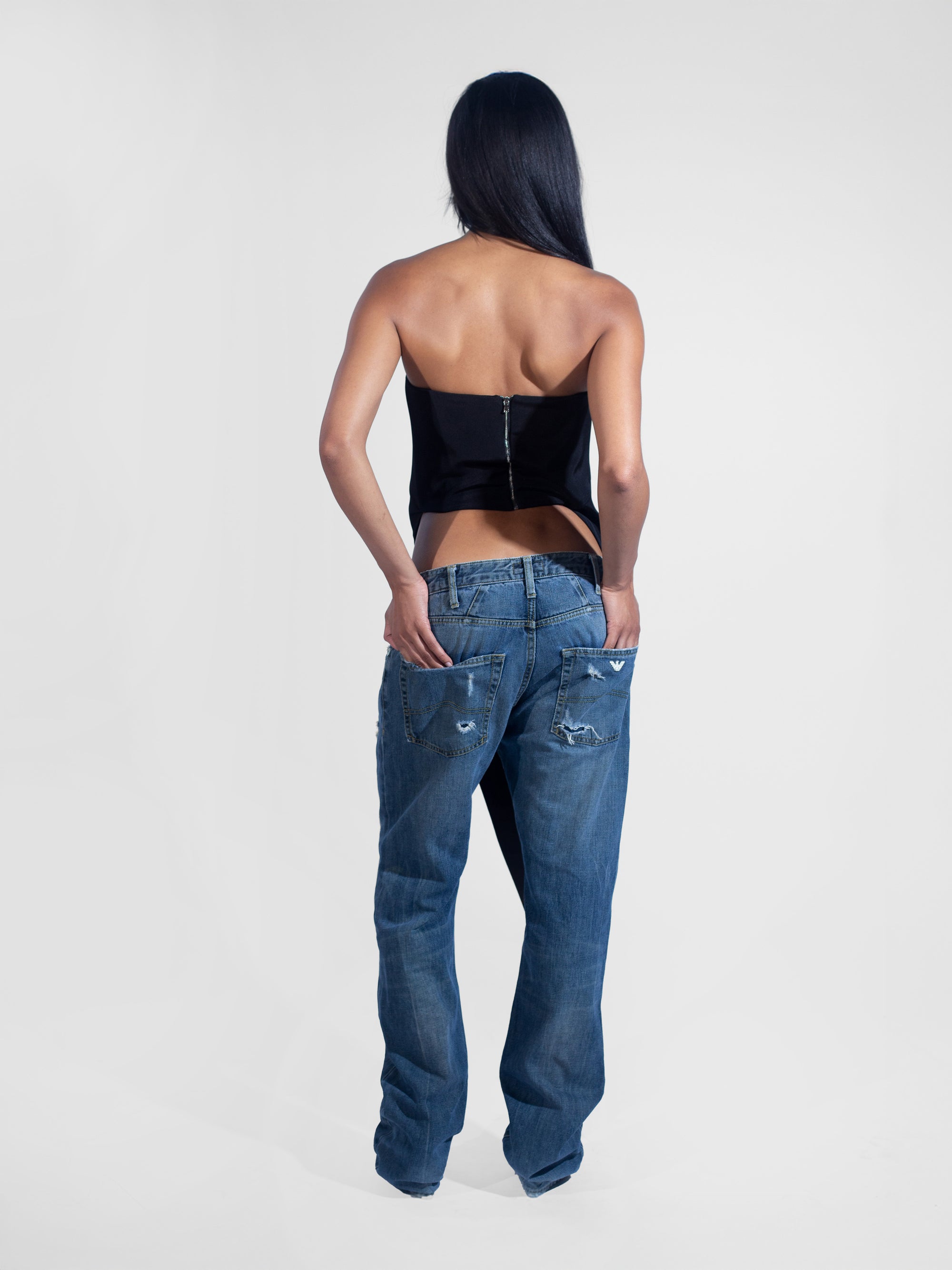 Asymmetrical Corset Top - Black