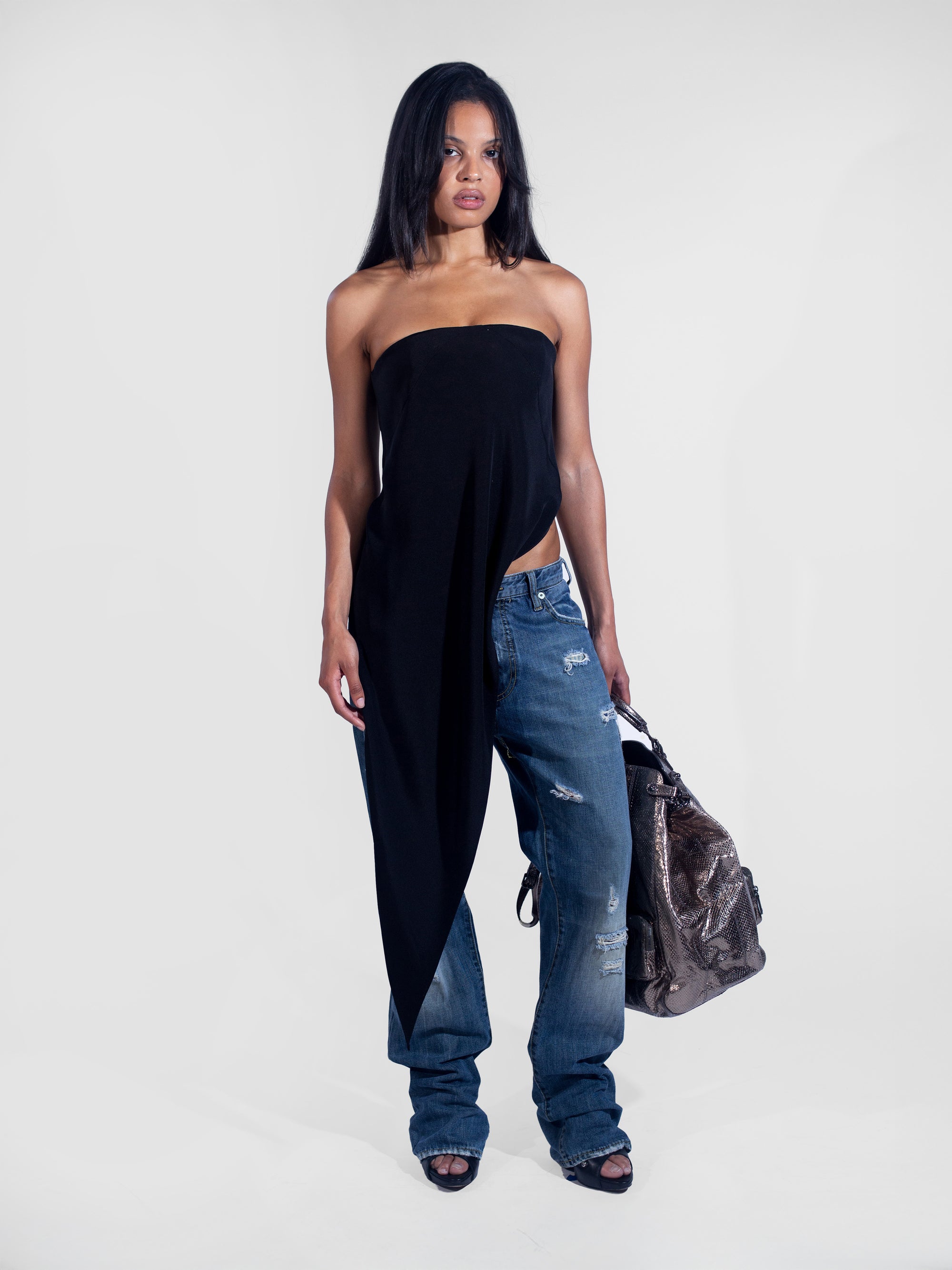 Asymmetrical Corset Top - Black