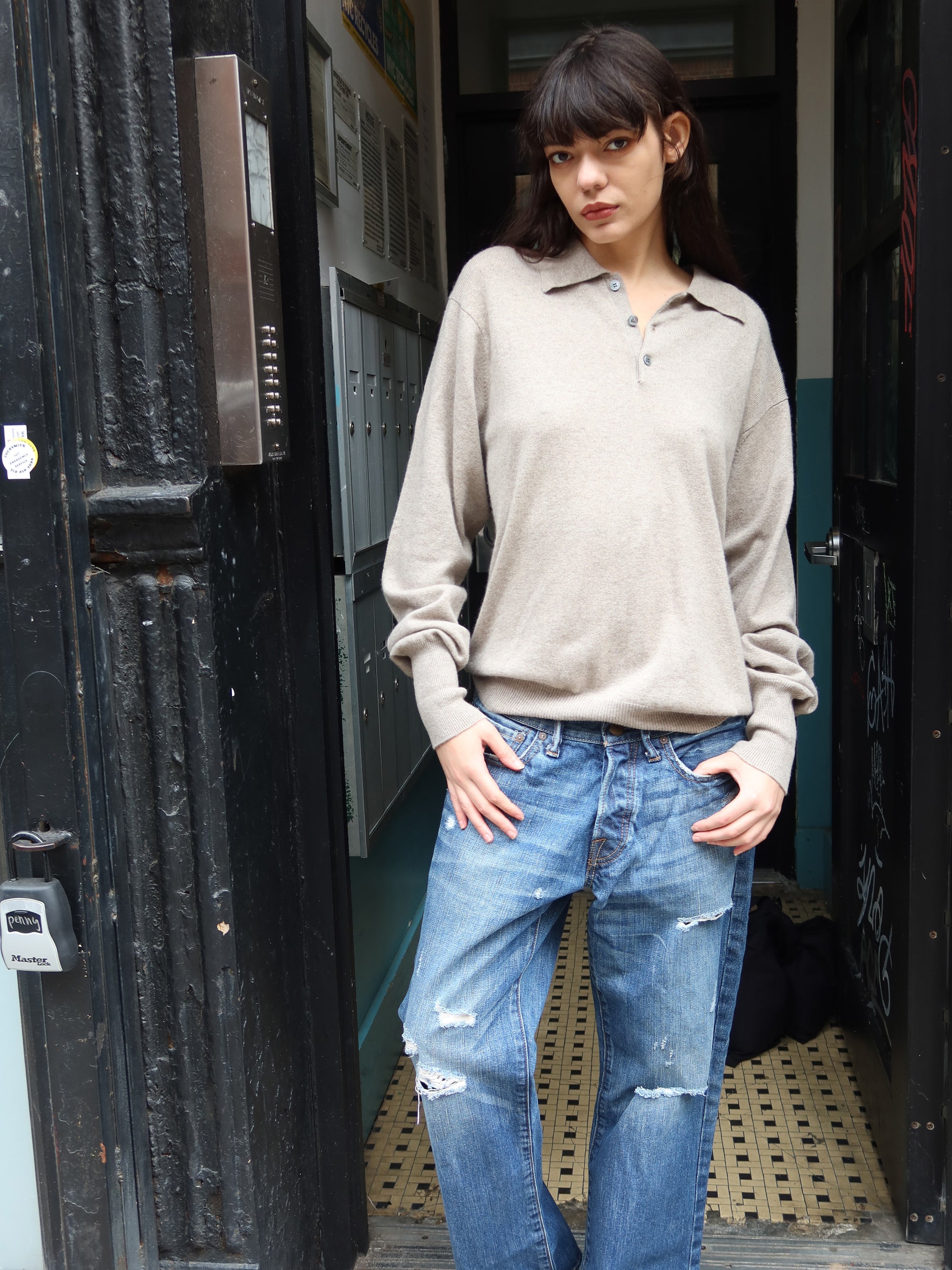 Vintage Creme Cashmere Crew