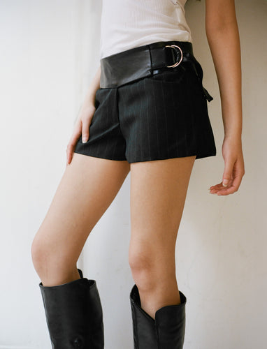 Belted Mini Shorts - Black