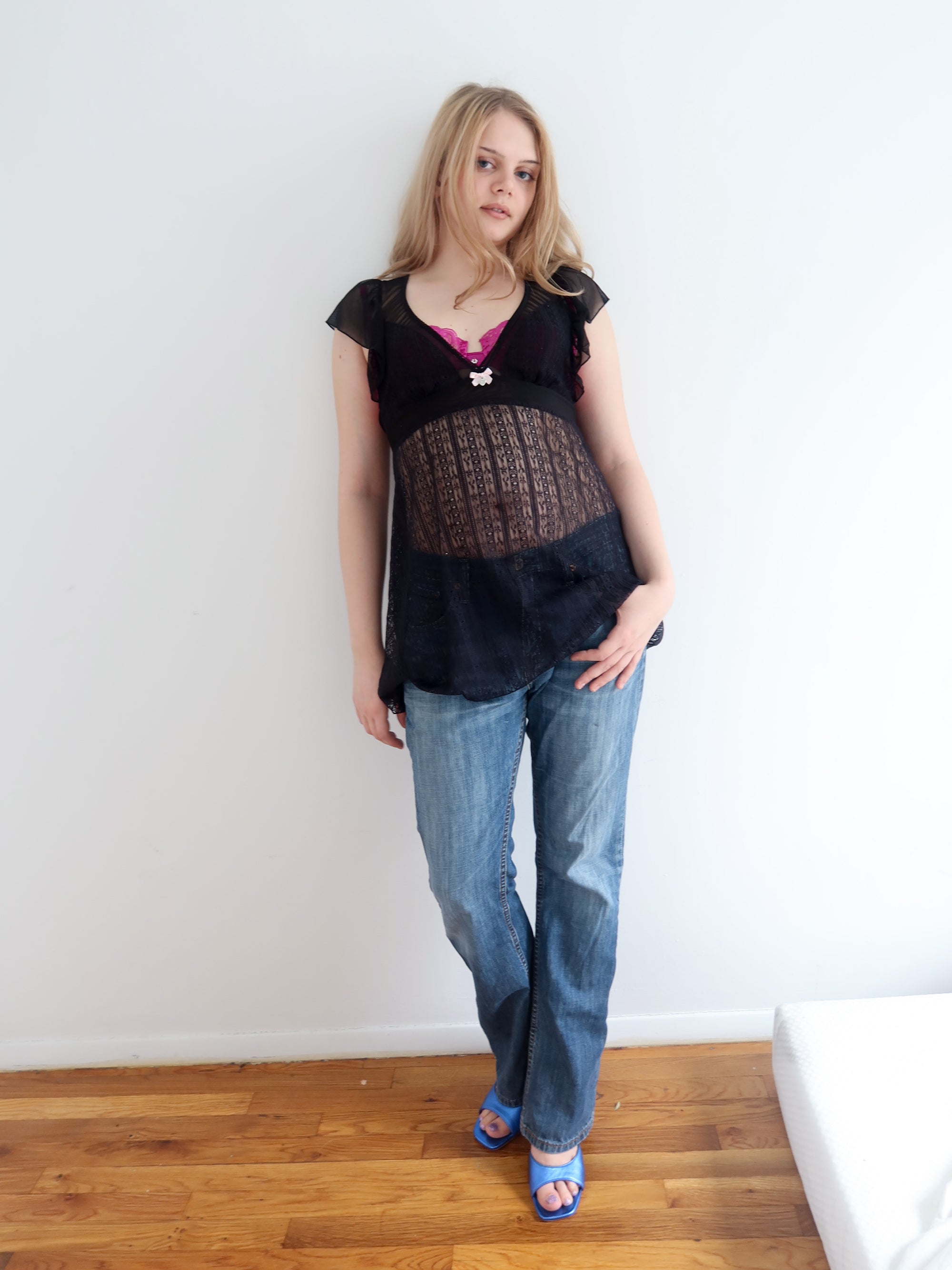 Vintage Black Babydoll Top
